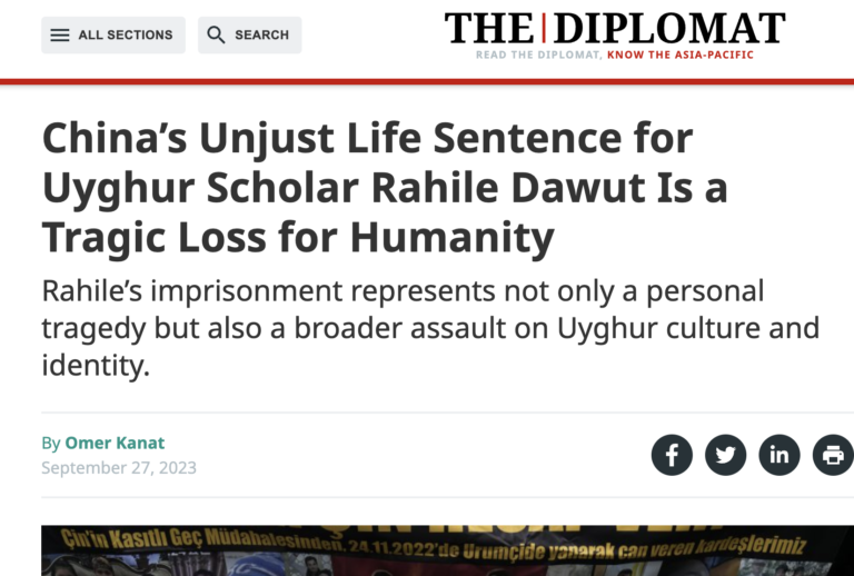 https://thediplomat.com/2023/09/chinas-unjust-life-sentence-for-uyghur-scholar-rahile-dawut-is-a-tragic-loss-for-humanity/