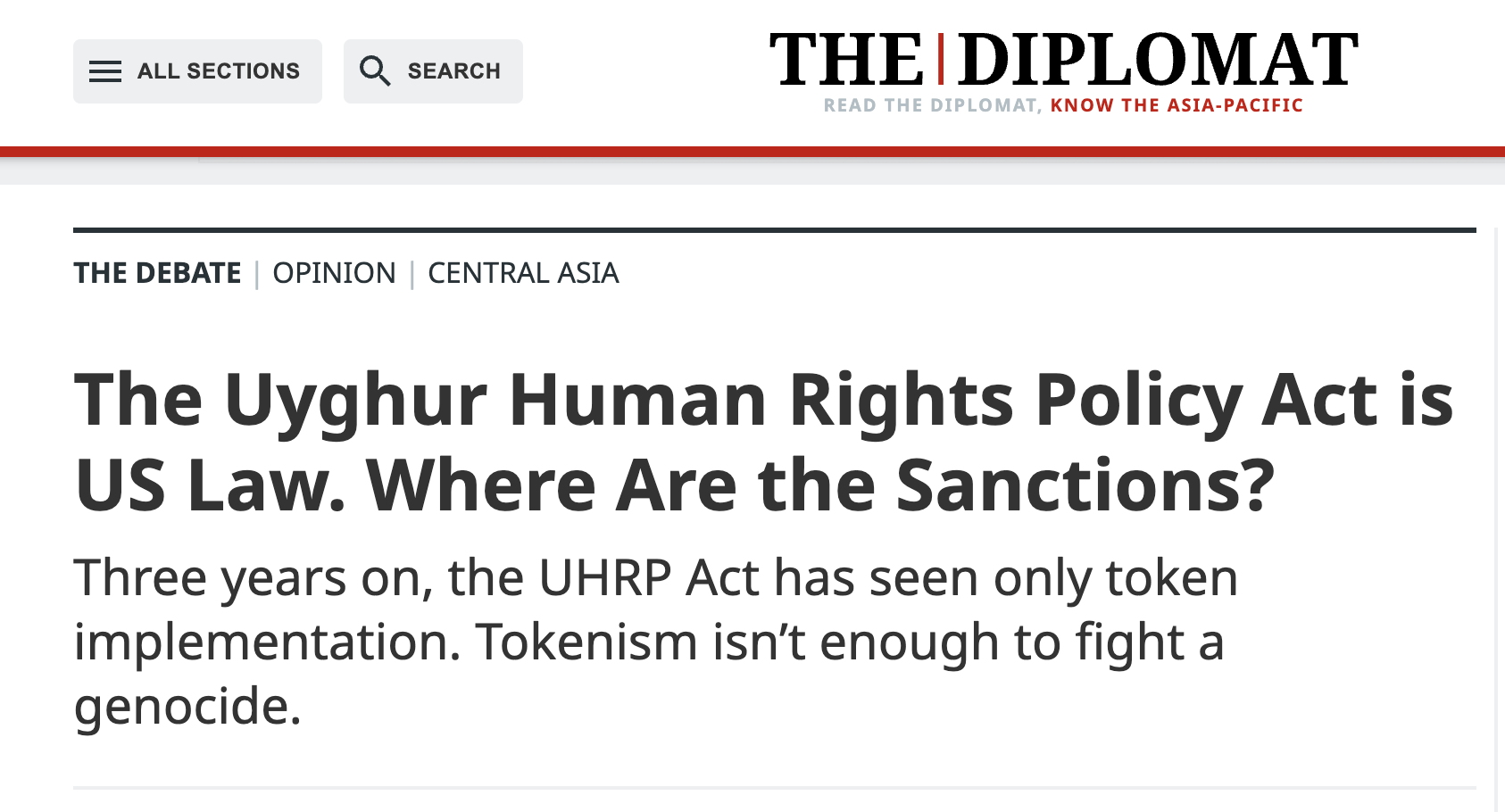 he Uyghur Human Rights Policy Act is US Law. Where Are the Sanctions?