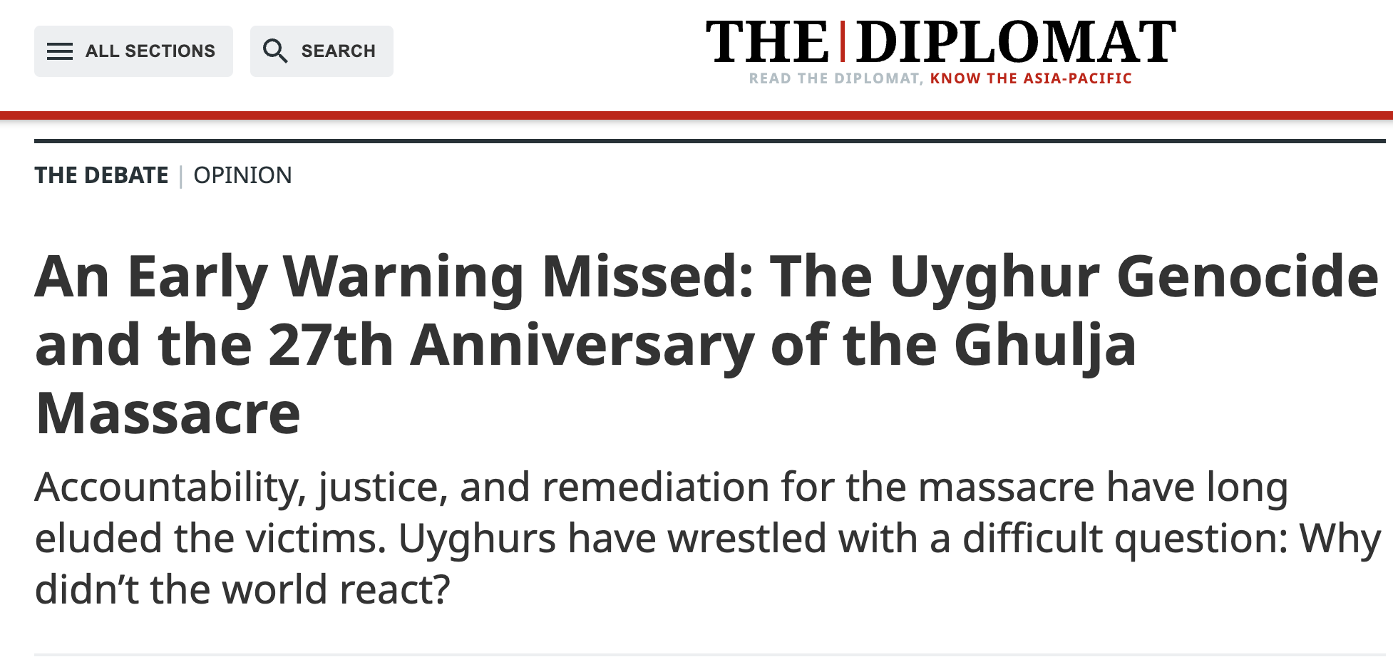 An Early Warning Missed: The Uyghur Genocide and the 27th Anniversary of the Ghulja Massacre